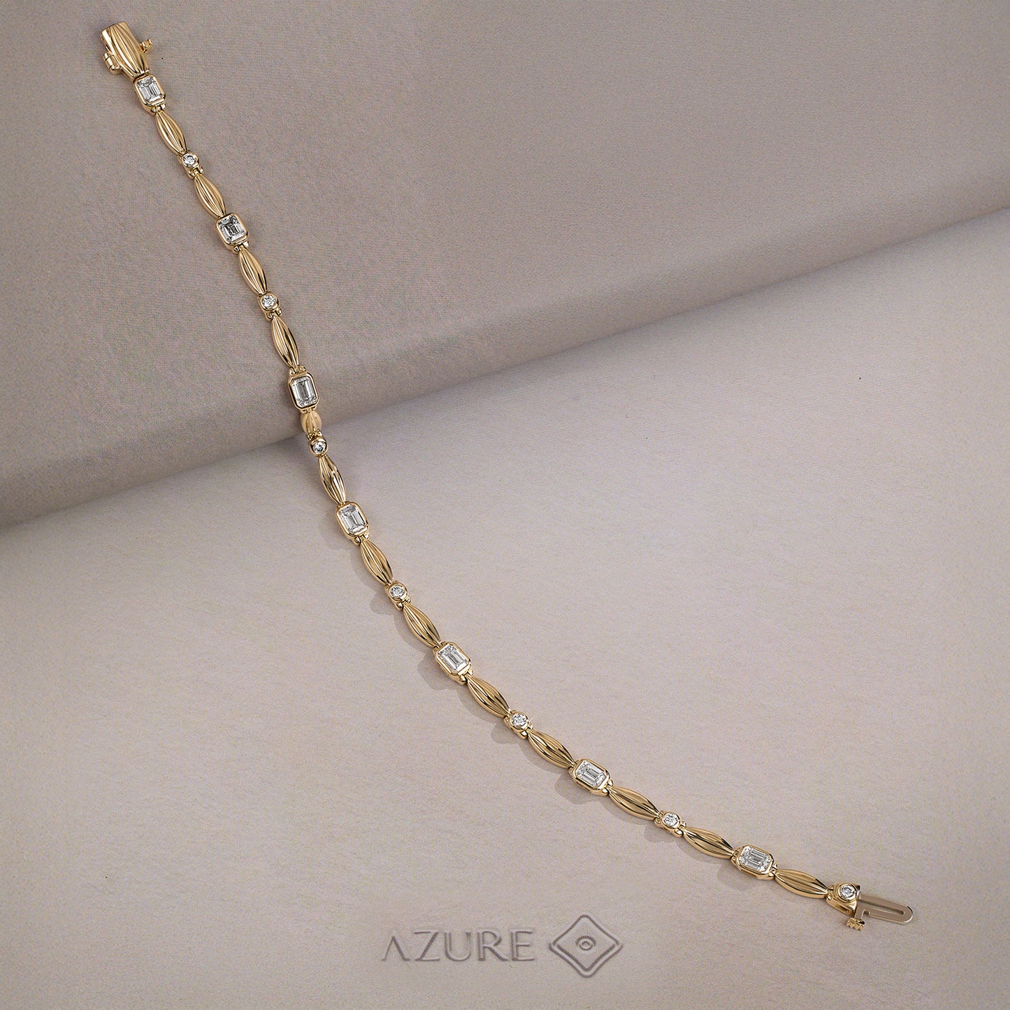 Emerald-Cut And Round Diamond Bracelet