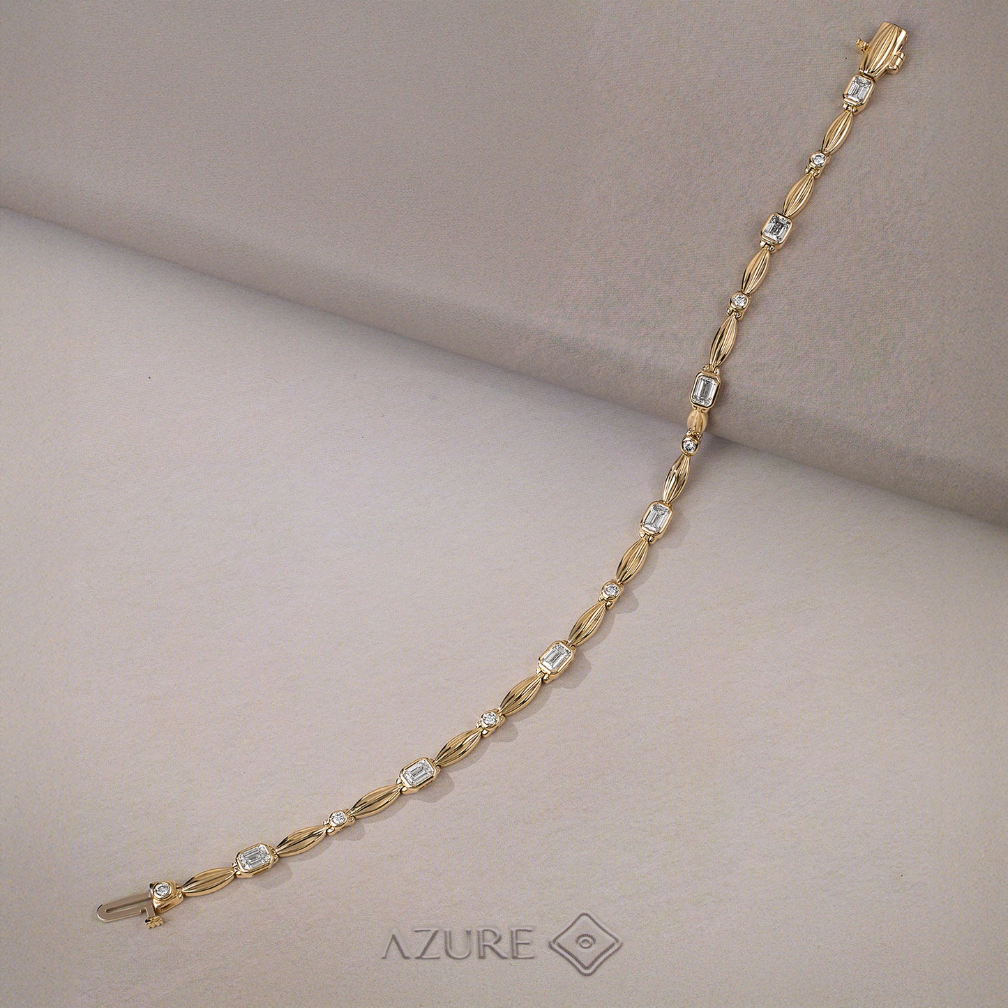 Emerald-Cut And Round Diamond Bracelet