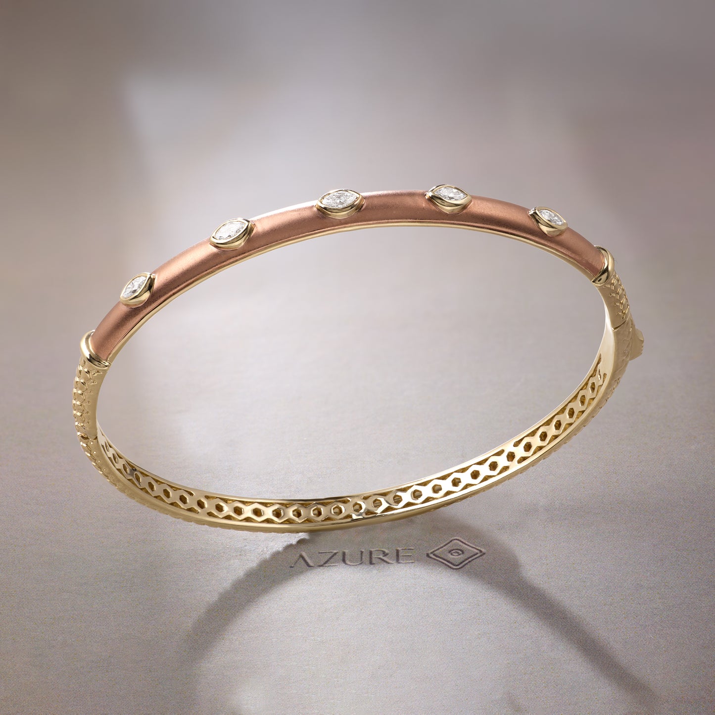 Orange Enamel Marquise Diamond Bangle