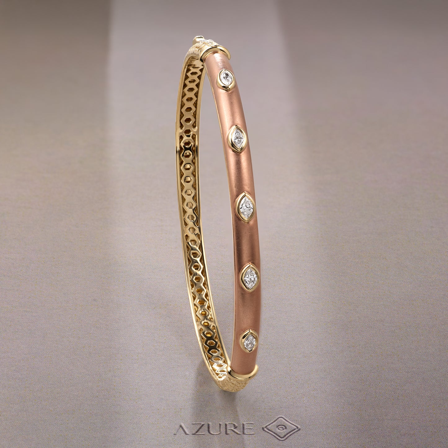 Orange Enamel Marquise Diamond Bangle