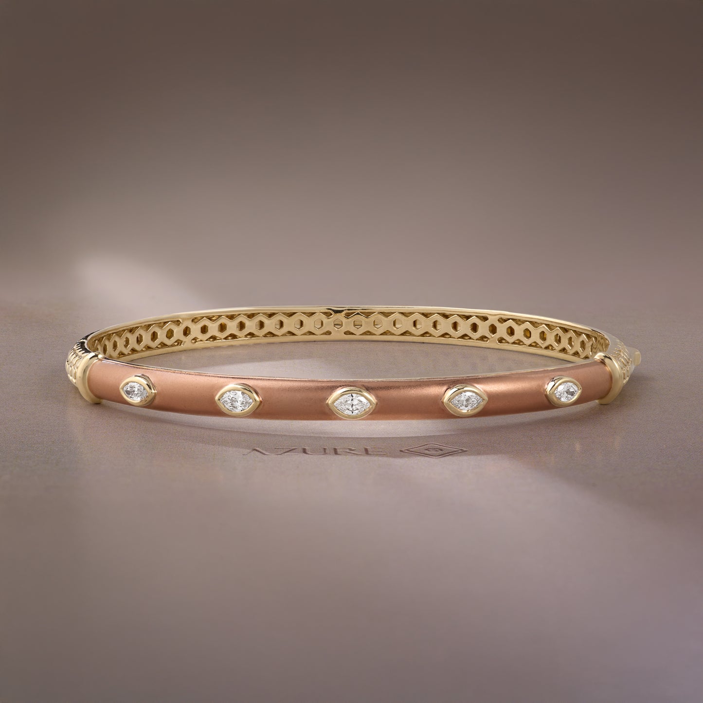 Orange Enamel Marquise Diamond Bangle