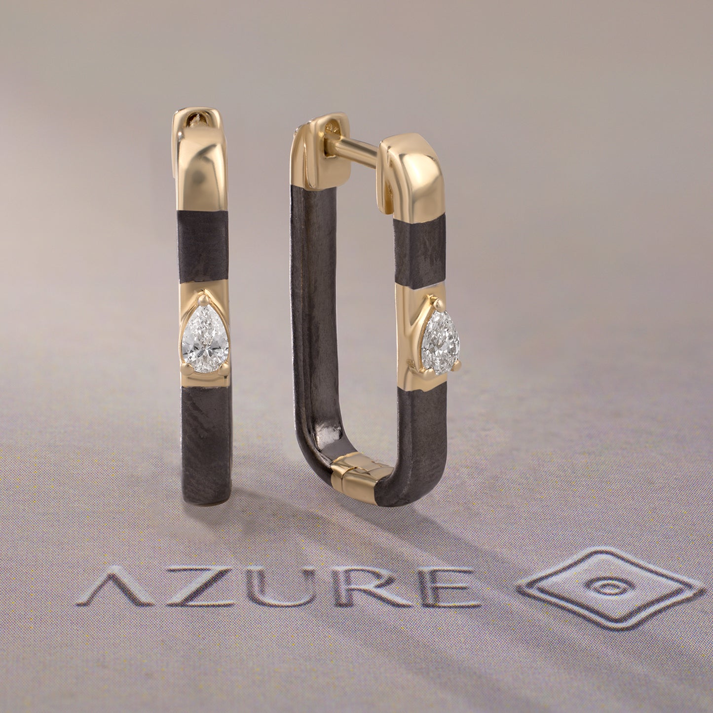 Grey Enamel Pear Diamond Earring
