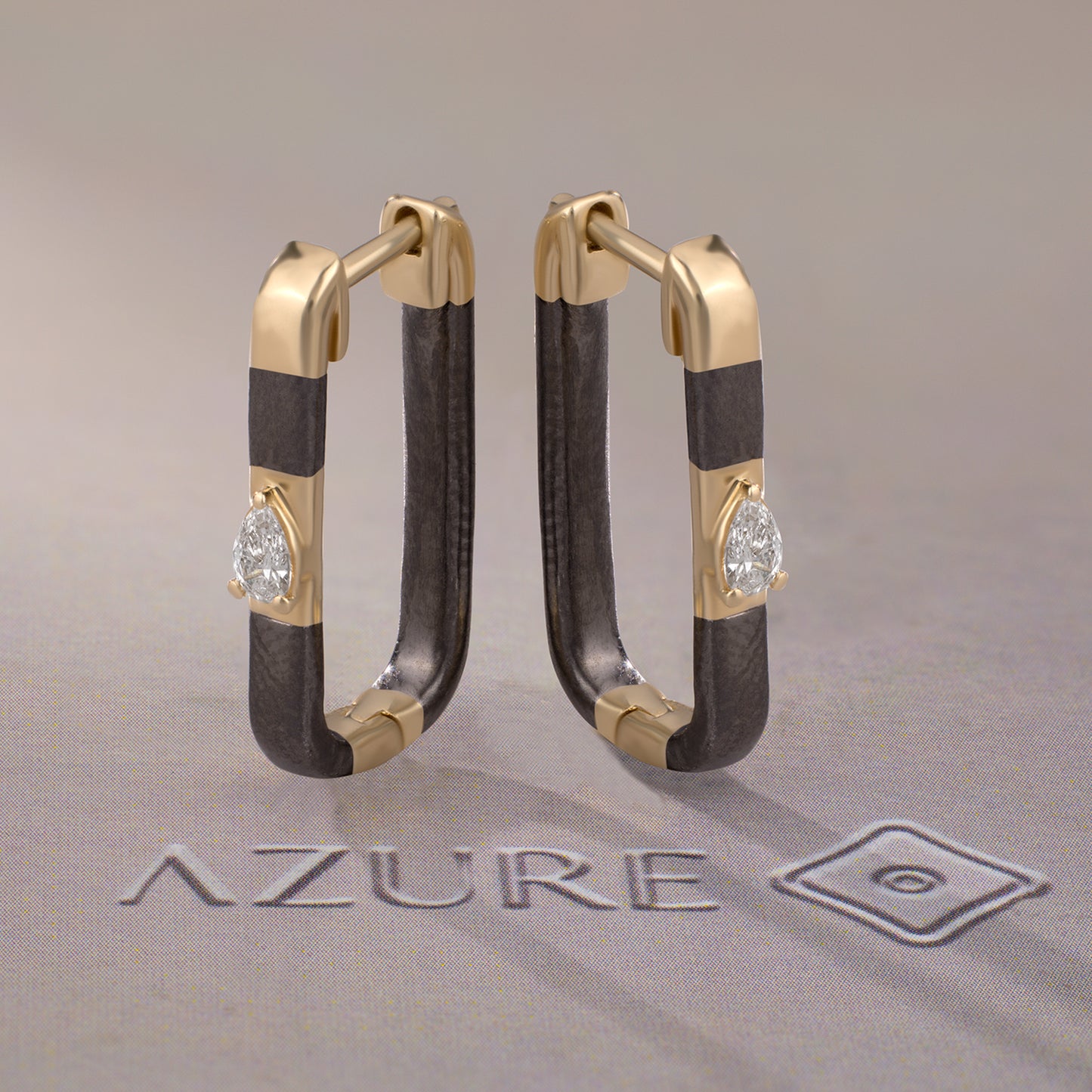 Grey Enamel Pear Diamond Earring