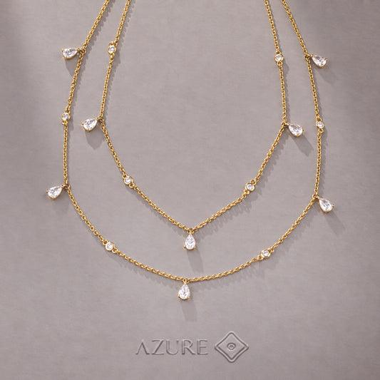 Pear And Round Diamond Necklace