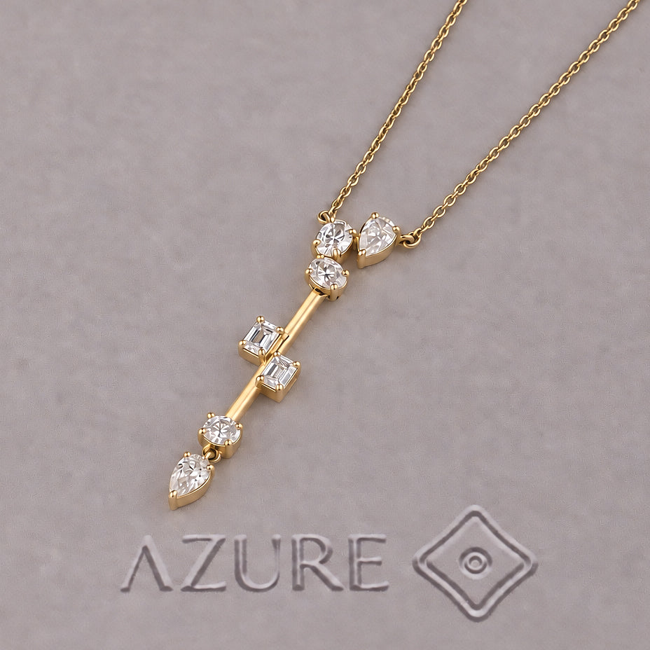 Emerald, Oval And Pear Diamond Pendant