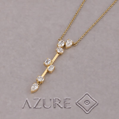 Emerald, Oval And Pear Diamond Pendant