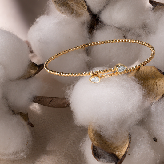 Beaded Pear Diamond Bangle