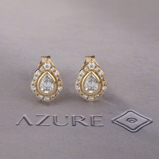 Pear And Round Diamond Earrings