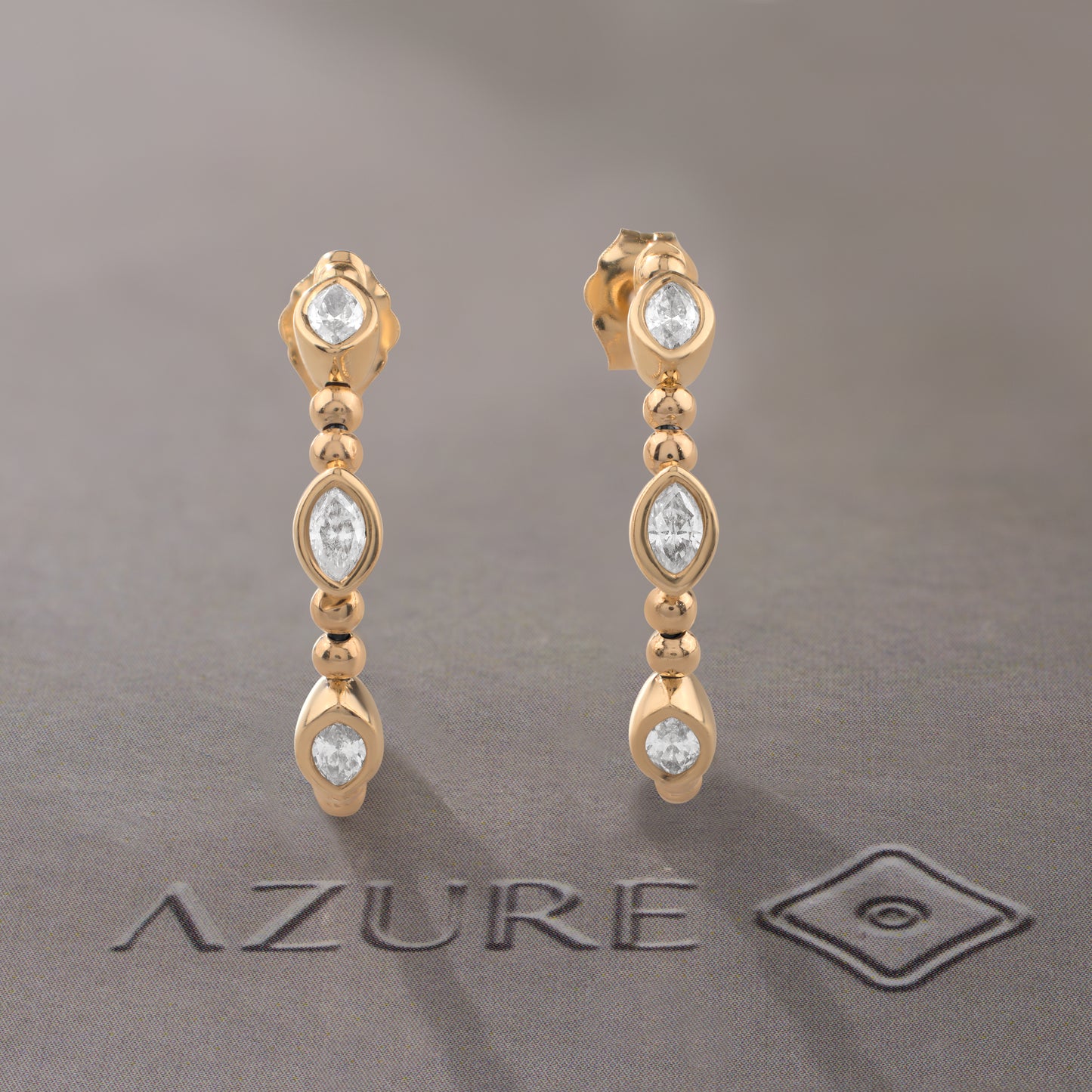 Beaded Marquise Diamond Hoop Earrings