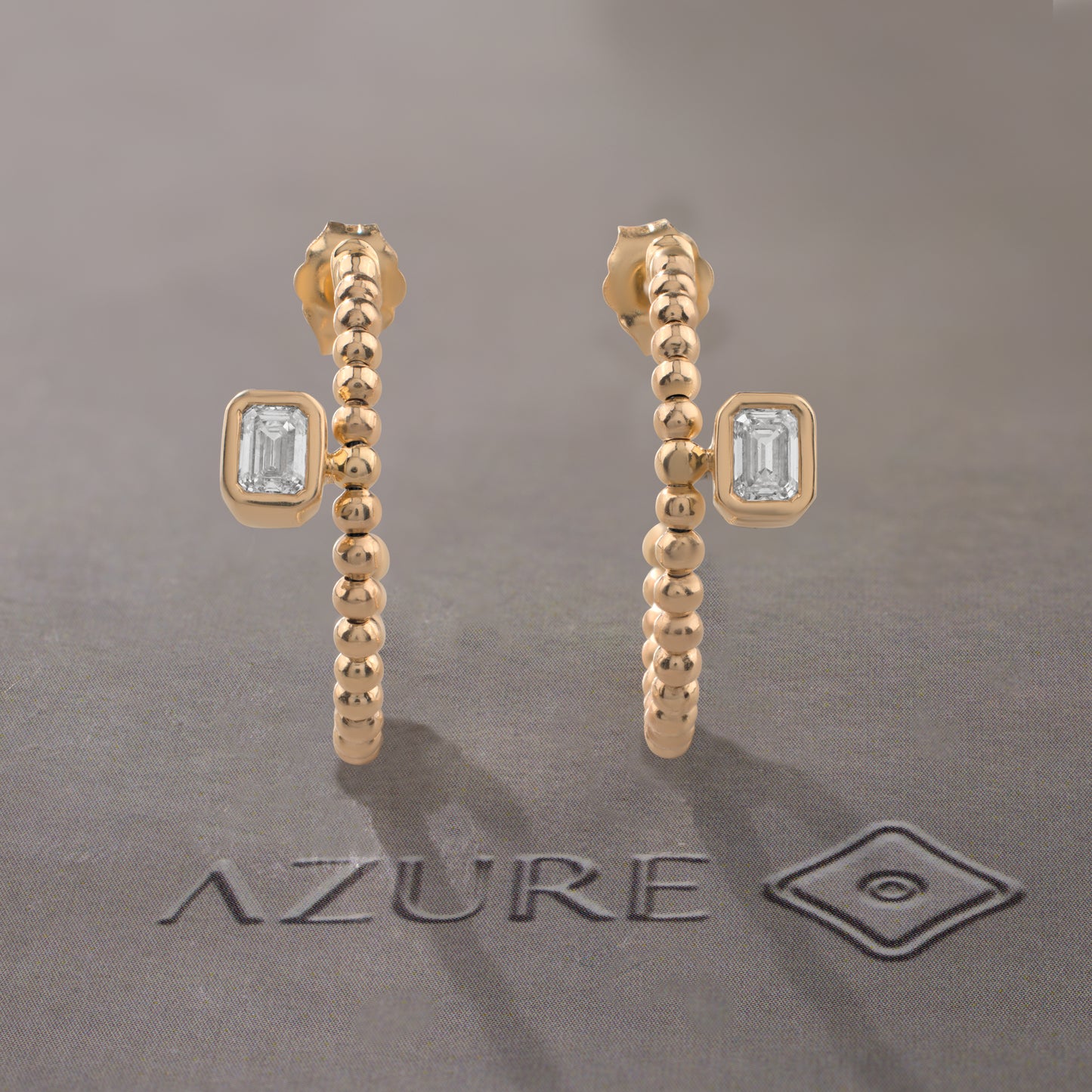 Beaded Emerald Diamond Hoop Earrings