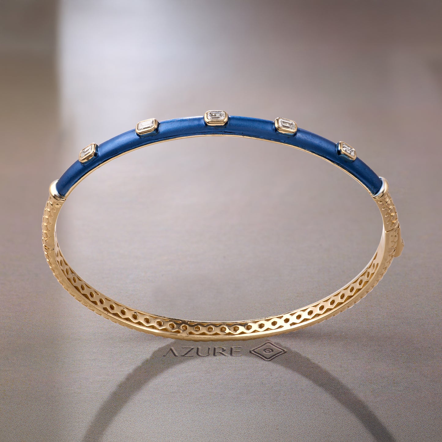 Blue Enamel Emerald-Cut Bangle