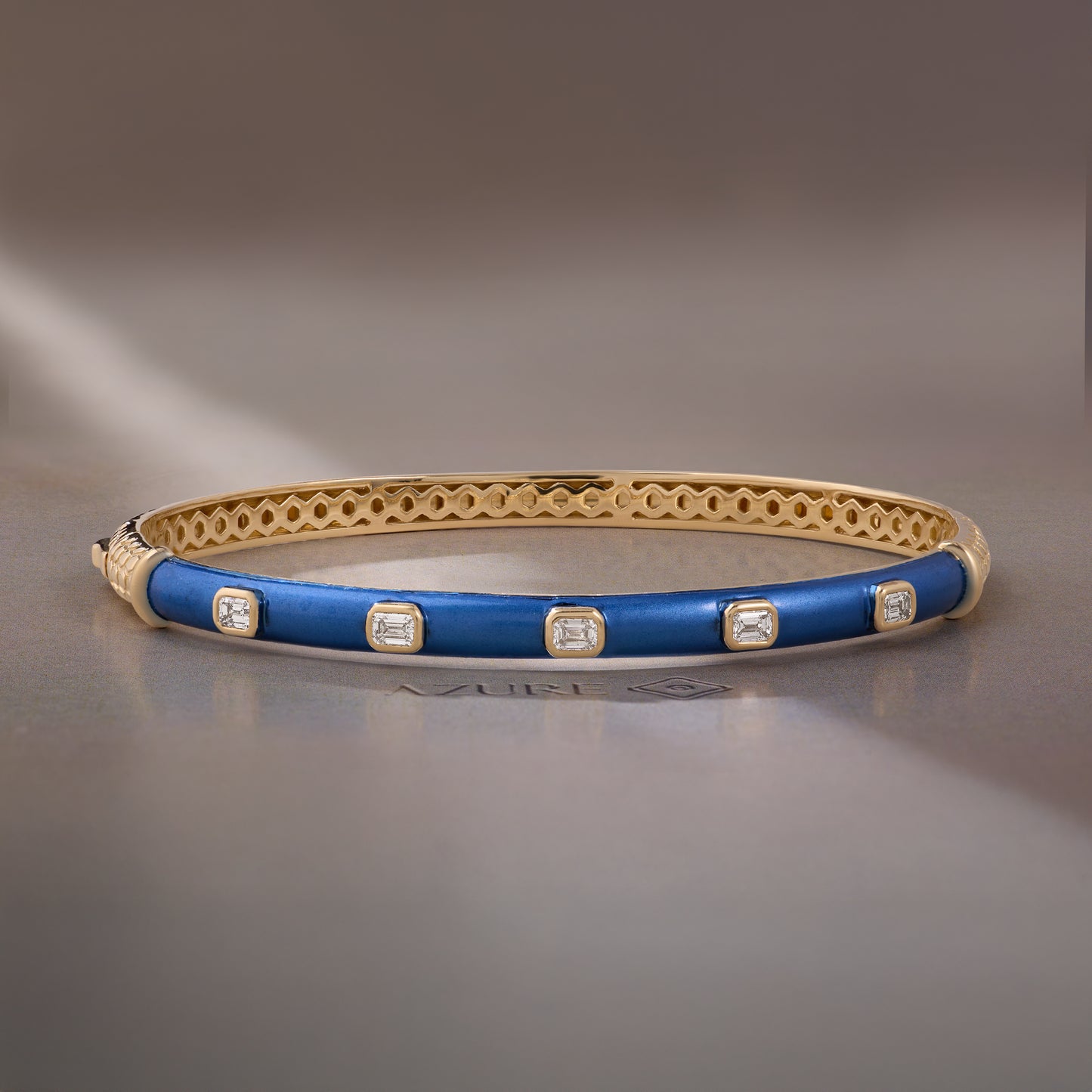 Blue Enamel Emerald-Cut Bangle