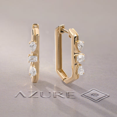 Emerald-Cut And Pear Diamond Earrings