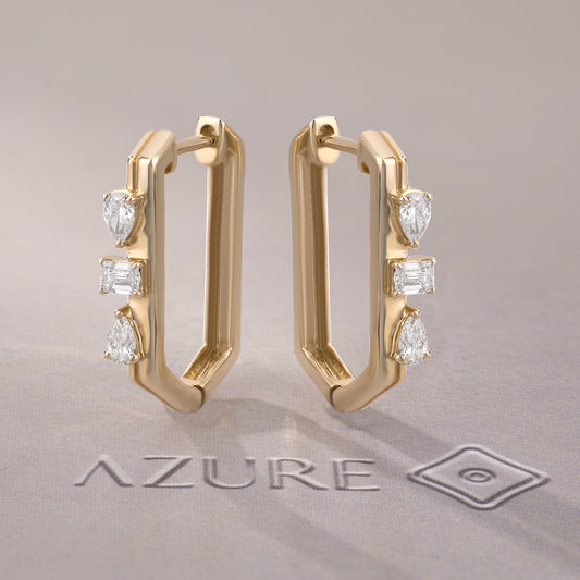 Emerald-Cut And Pear Diamond Earrings
