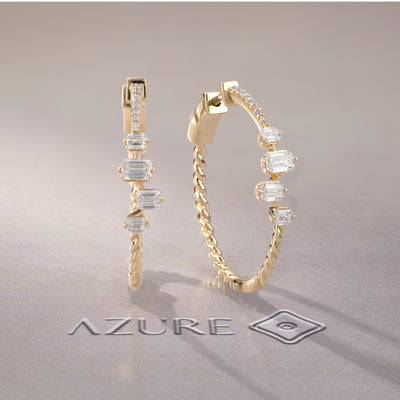 Emerald-Cut And Round Diamond Earrings