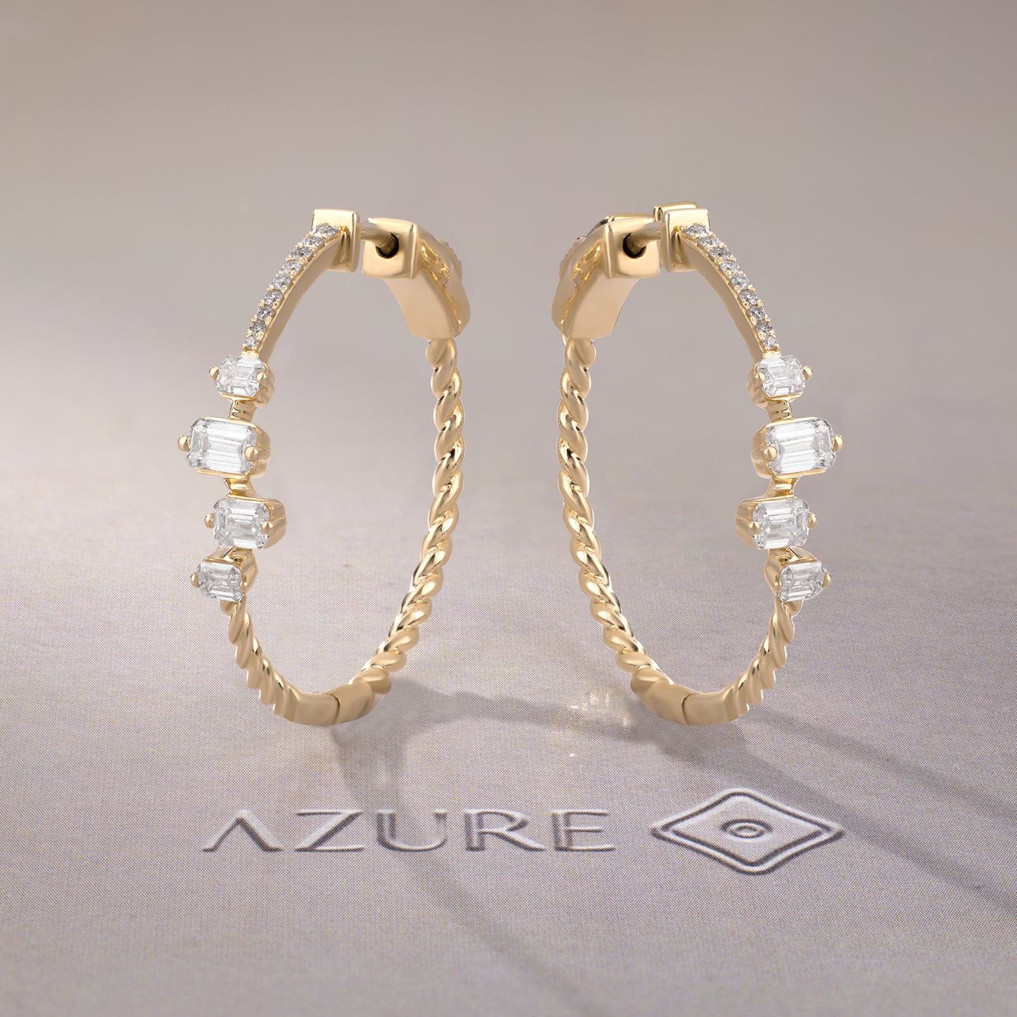 Emerald-Cut And Round Diamond Earrings