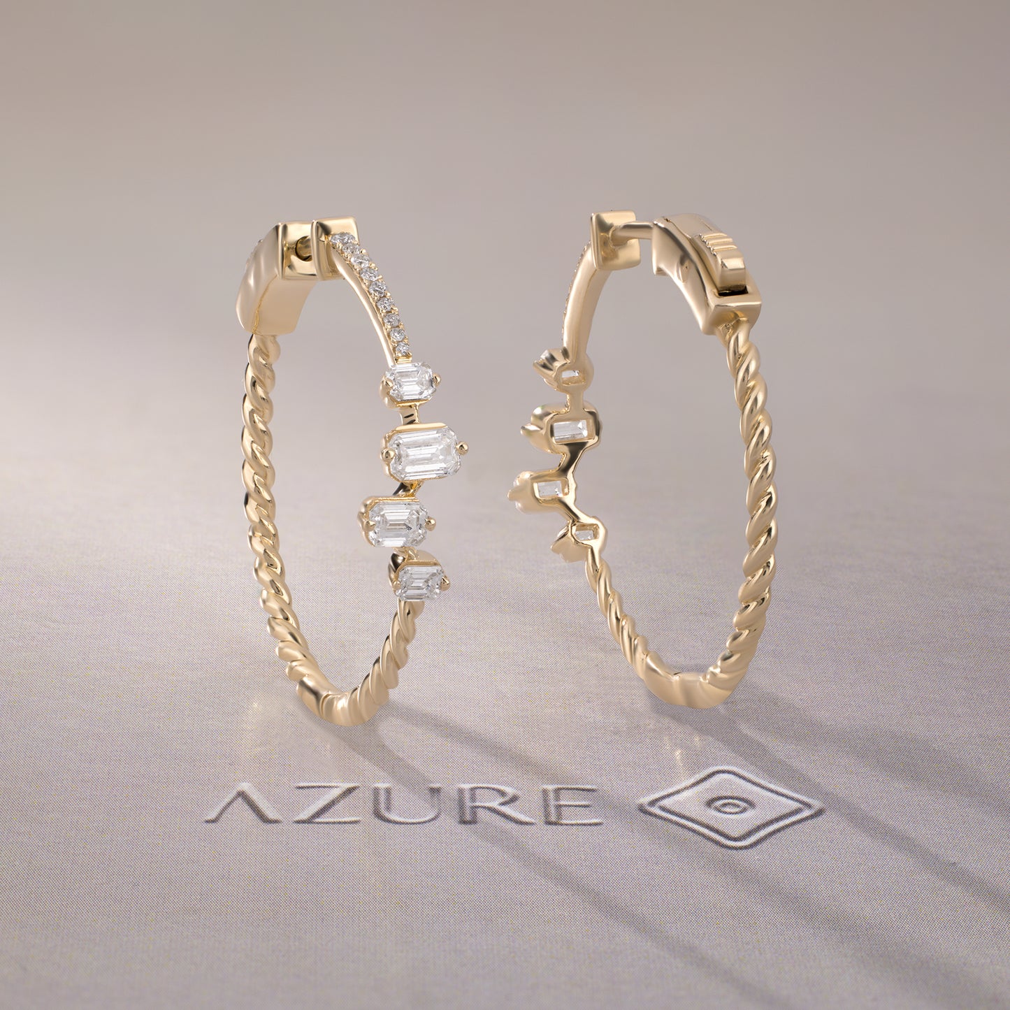 Emerald-Cut And Round Diamond Earrings