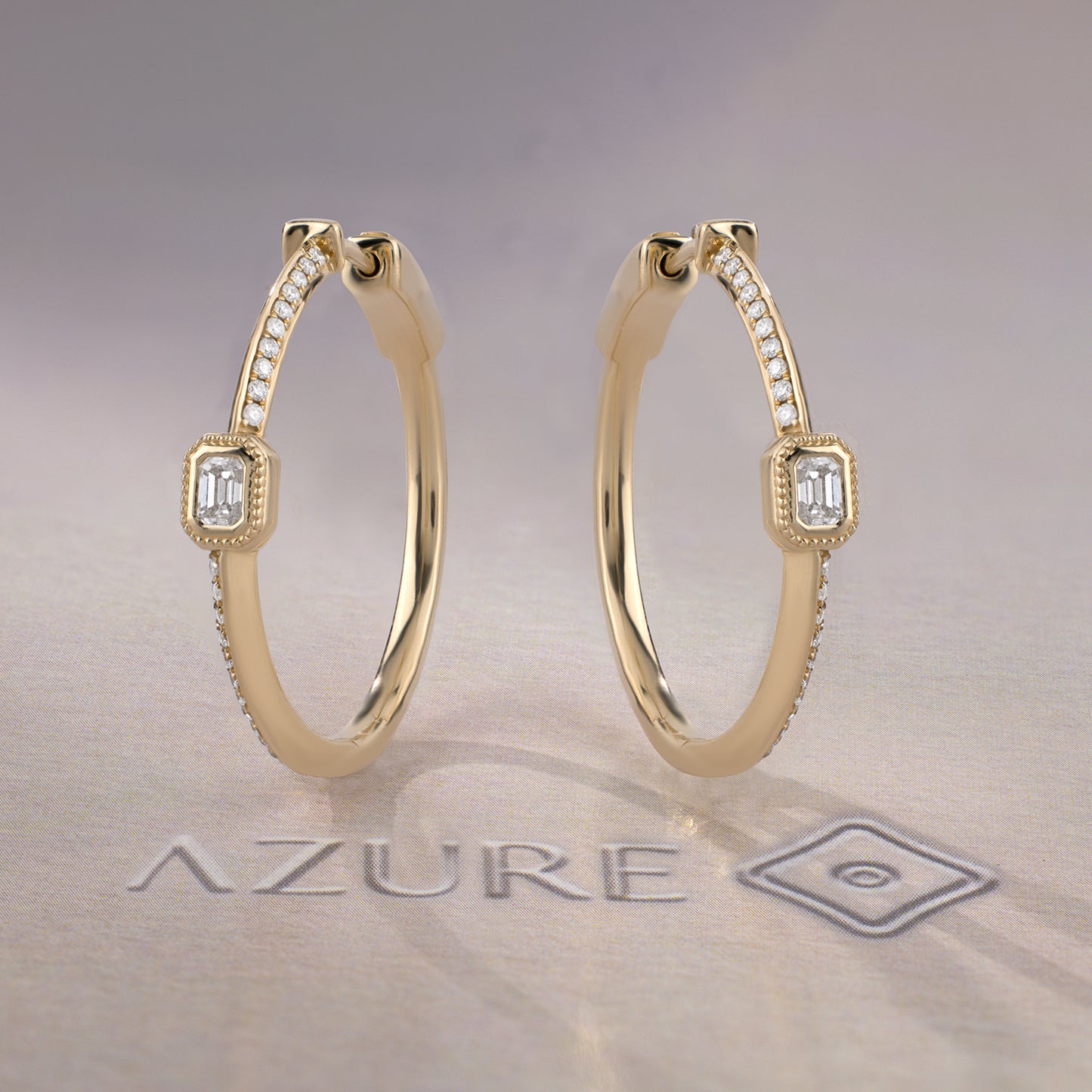 Emerald-Cut And Round Diamond Earrings