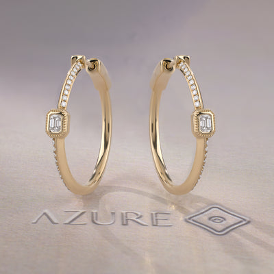 Emerald-Cut And Round Diamond Earrings