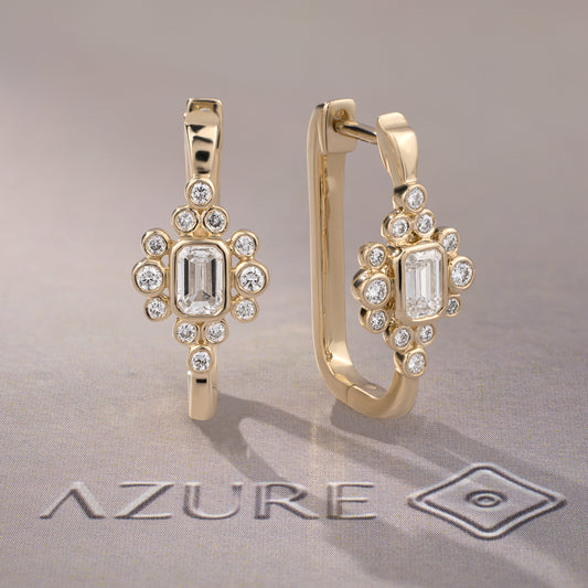 Emerald-Cut And Round Diamond Earrings