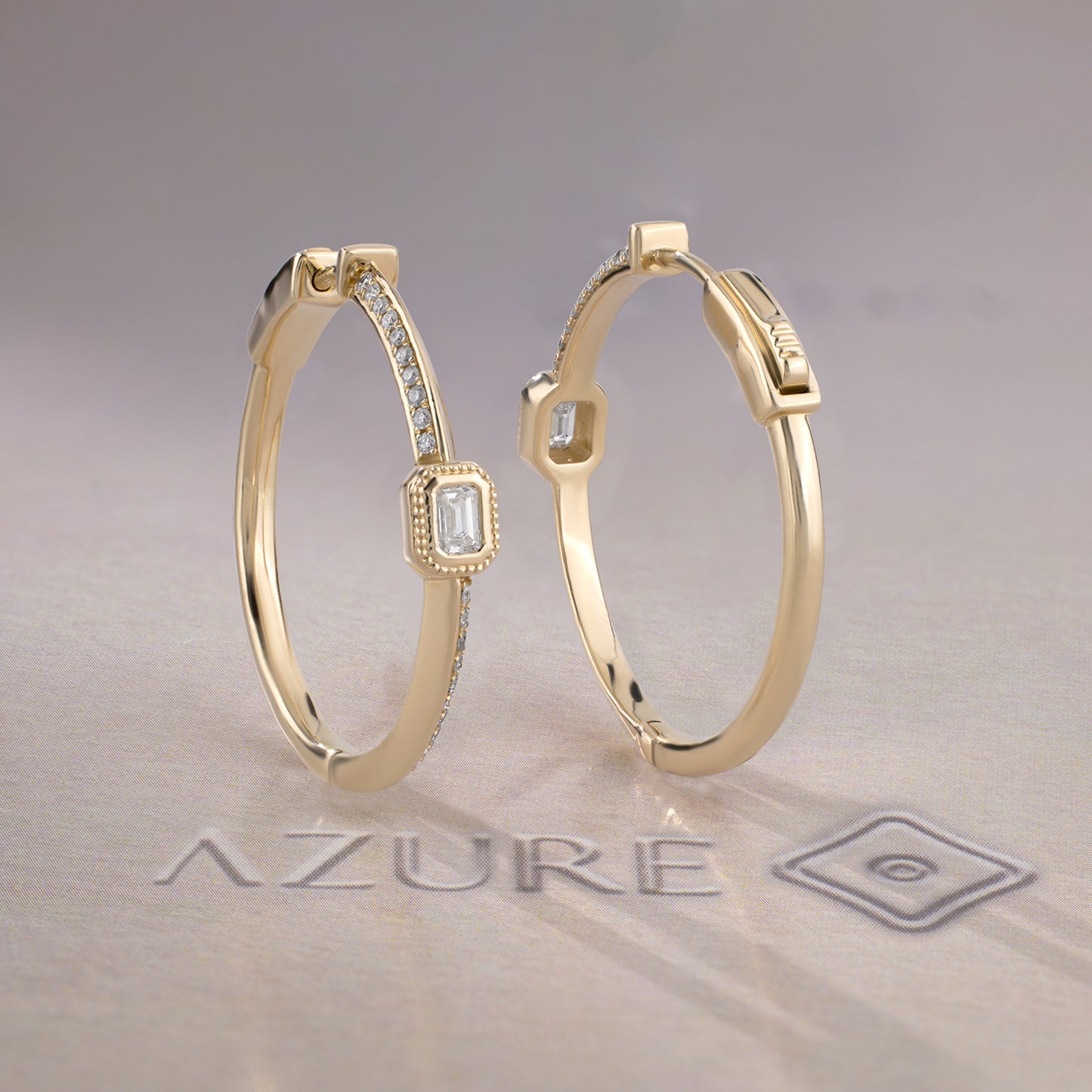 Emerald-Cut And Round Diamond Earrings