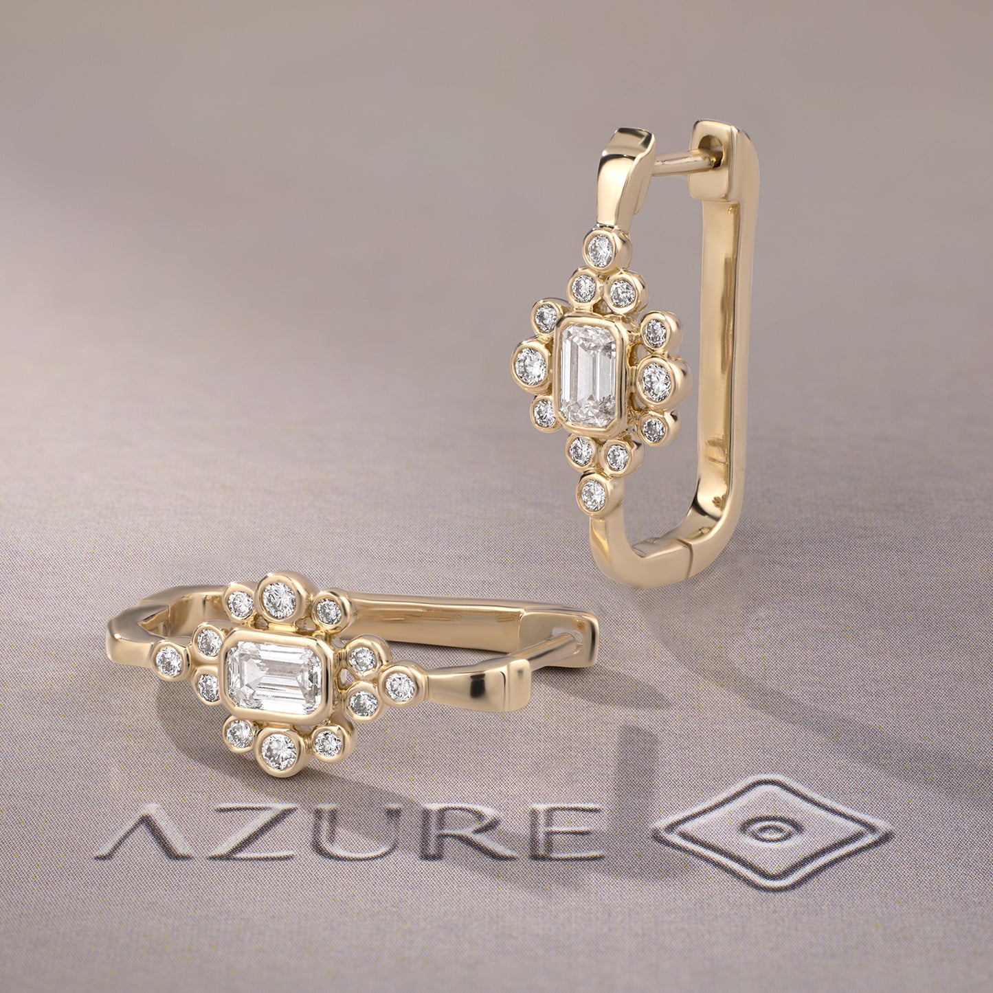 Emerald-Cut And Round Diamond Earrings