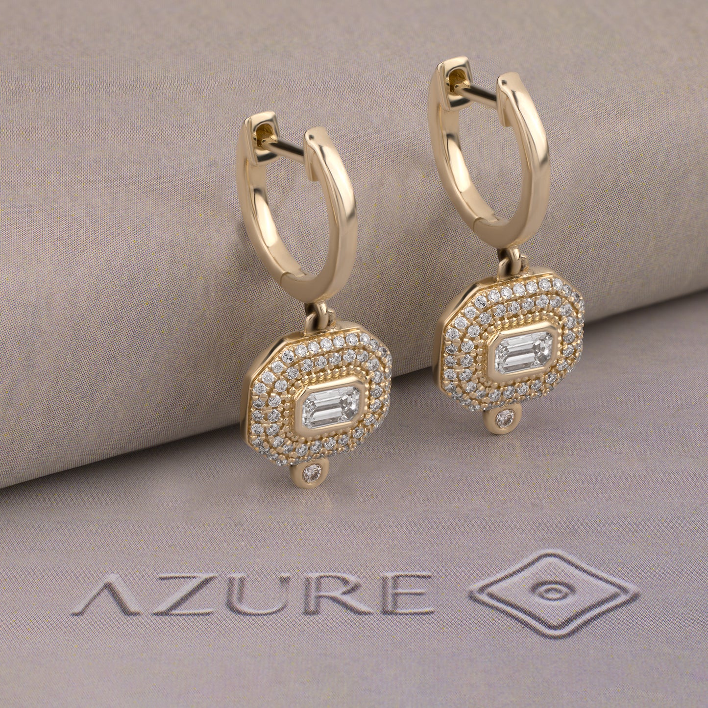 Emerald-Cut And Round Diamond Earrings