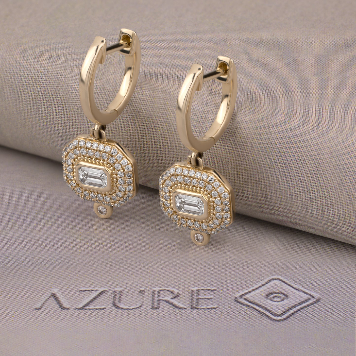 Emerald-Cut And Round Diamond Earrings