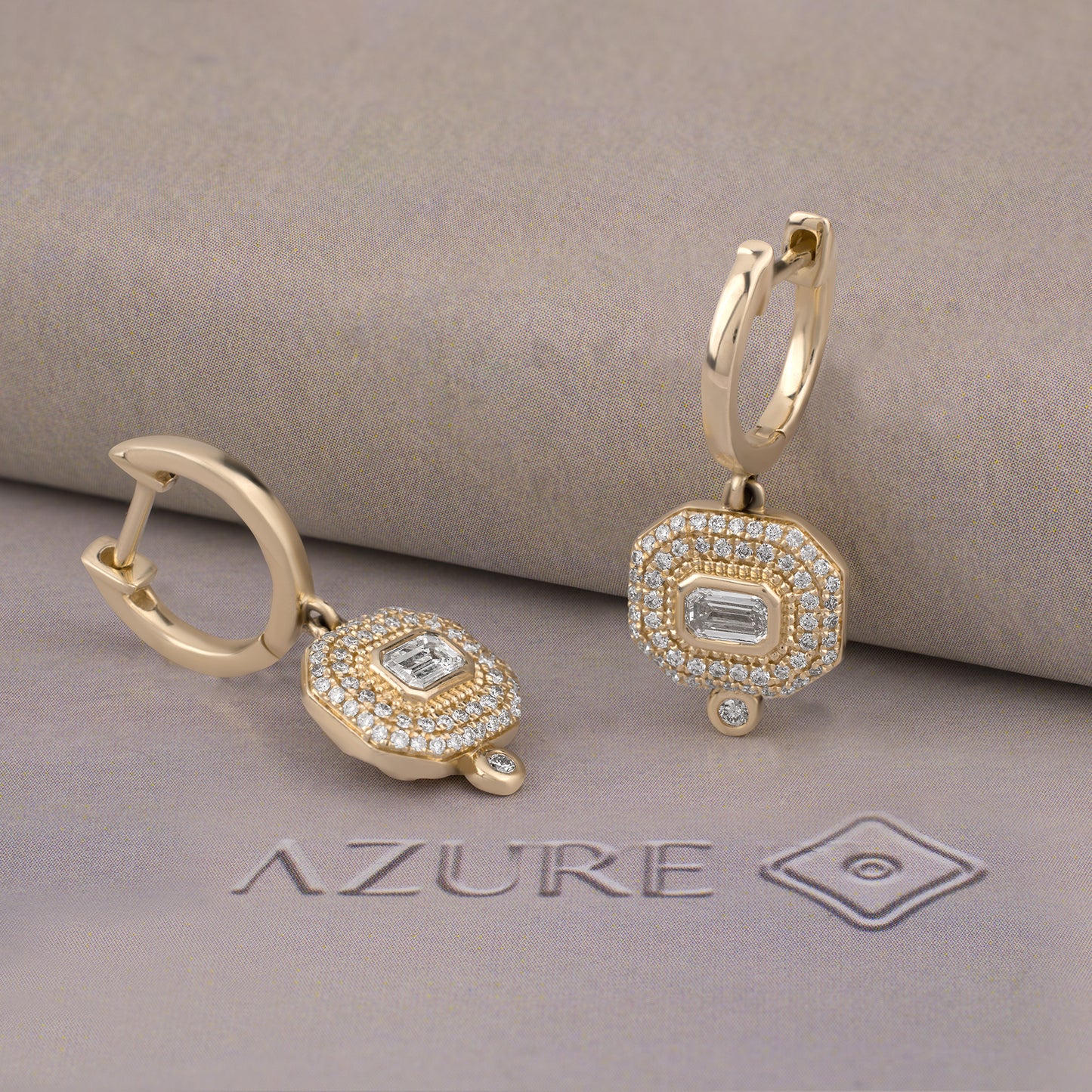 Emerald-Cut And Round Diamond Earrings