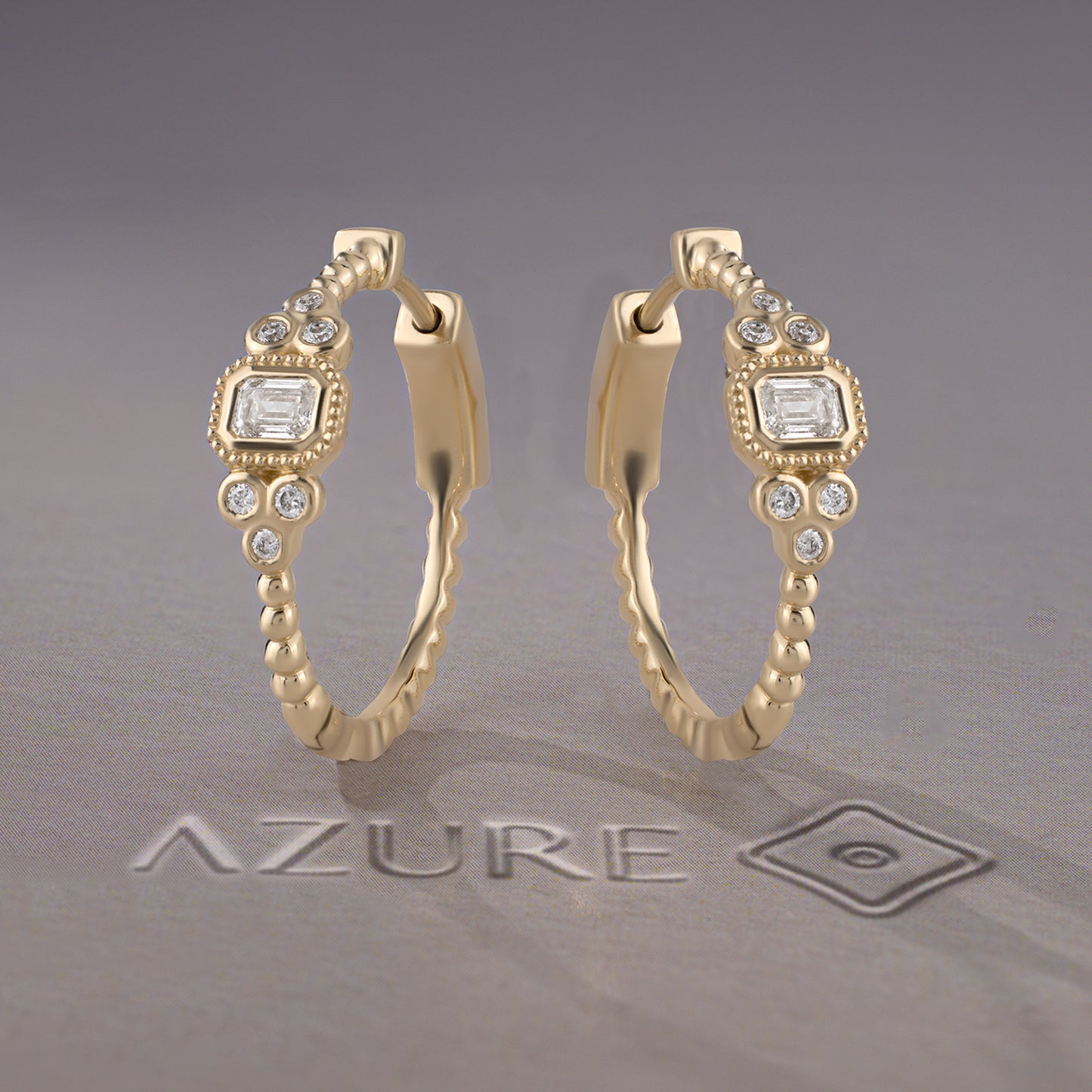 Emerald & Round Diamond Earrings