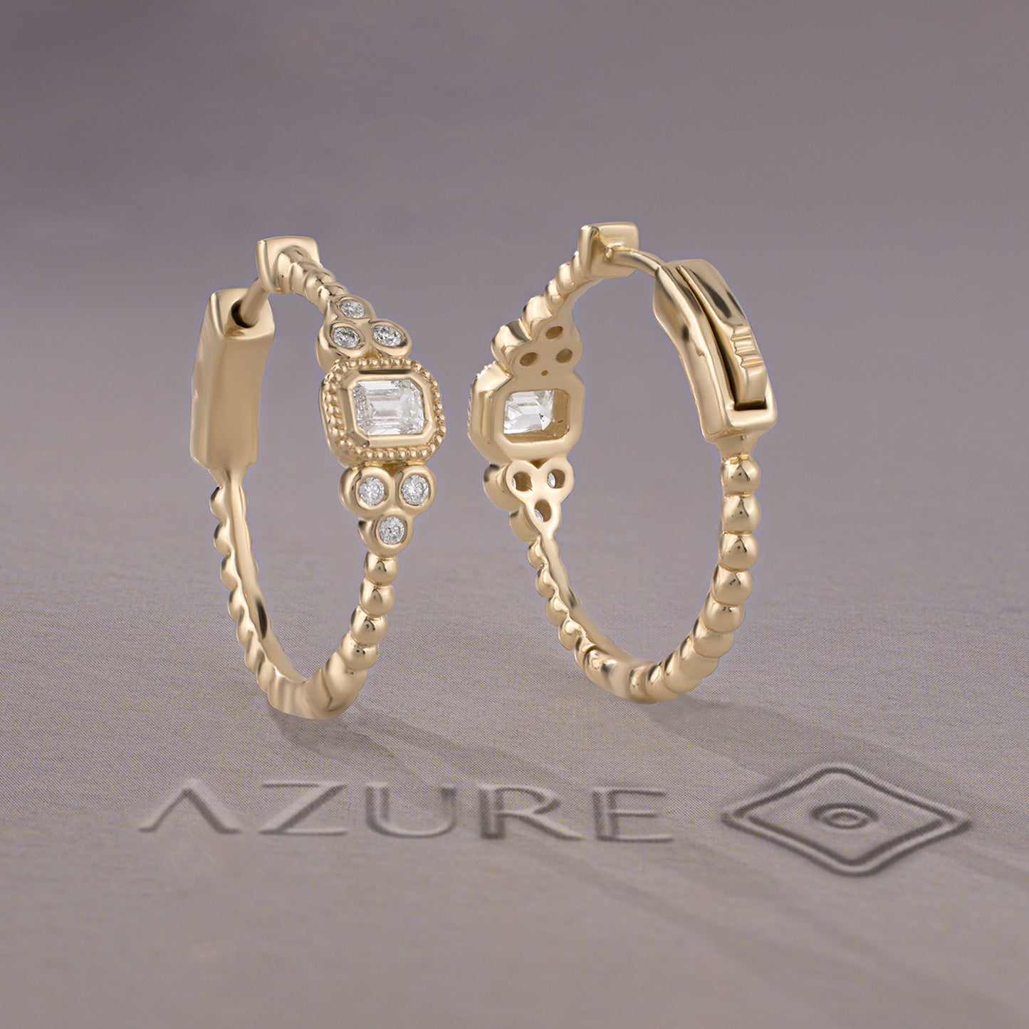 Emerald & Round Diamond Earrings