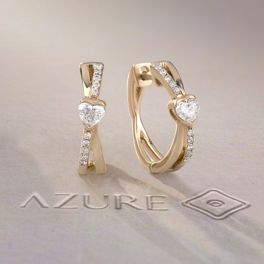 Heart And Round Diamond Earrings