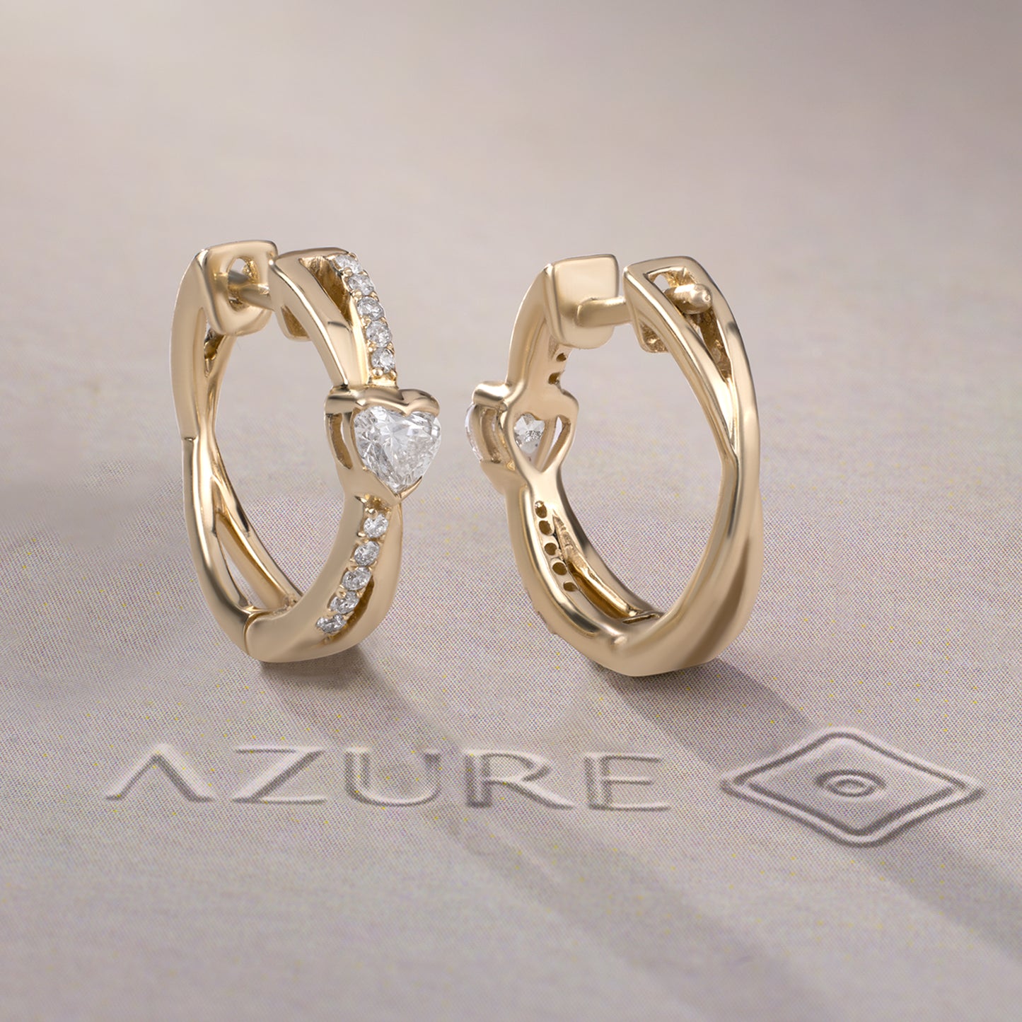 Heart And Round Diamond Earrings