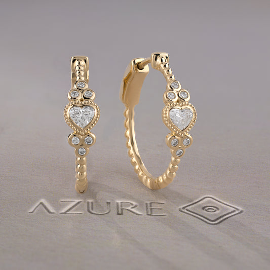 Heart & Round Diamond Earrings