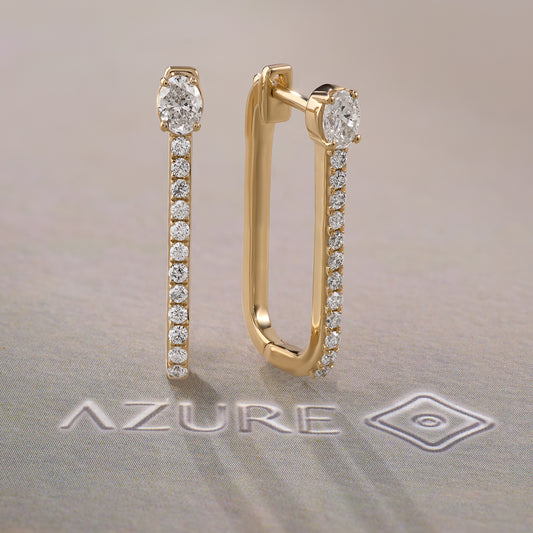 Oval & Round Diamond Earrings