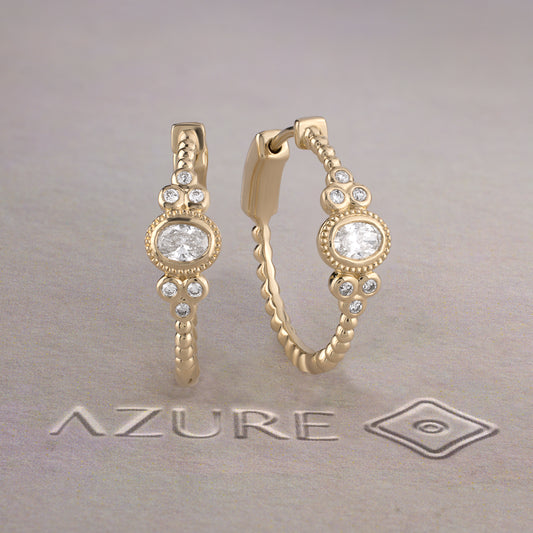 Oval & Round Diamond Earrings
