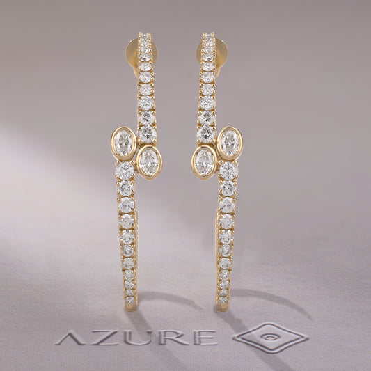 Oval And Round Diamond Earrings