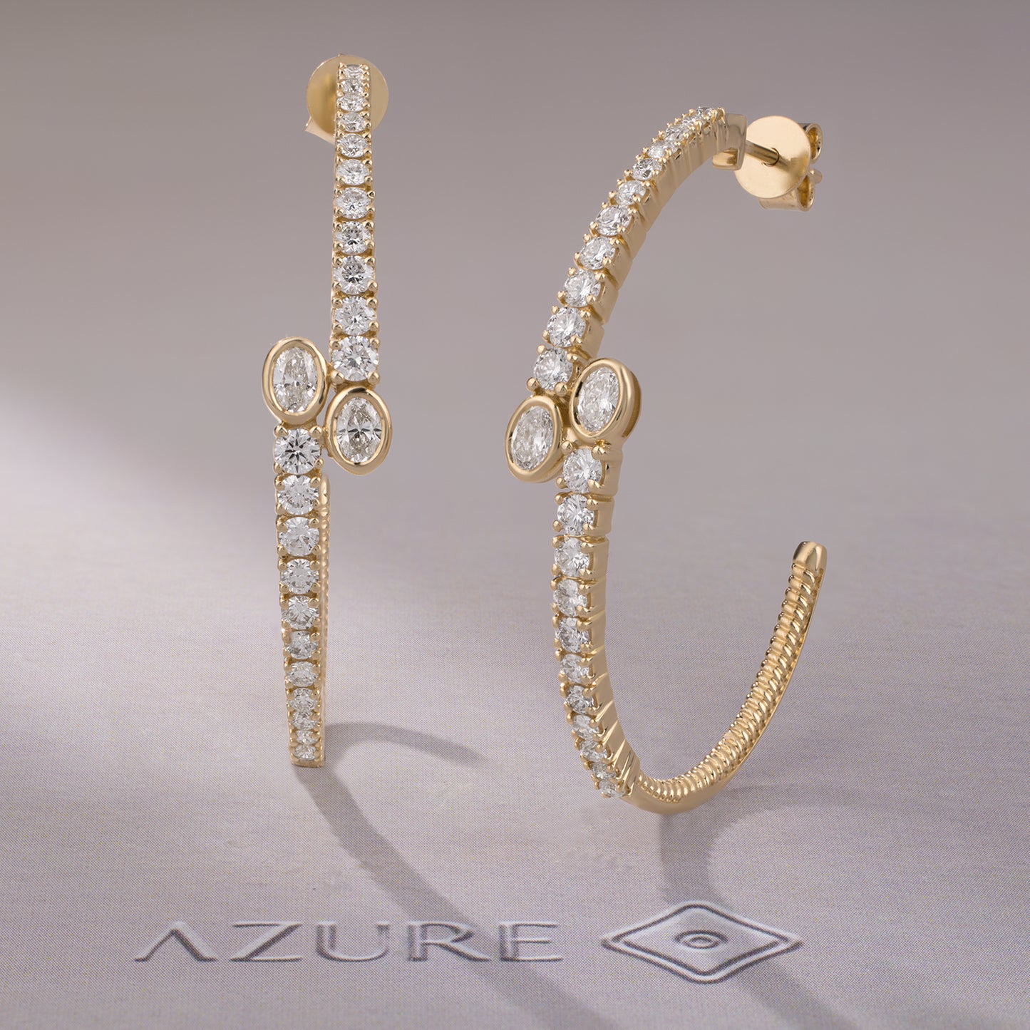 Oval And Round Diamond Earrings