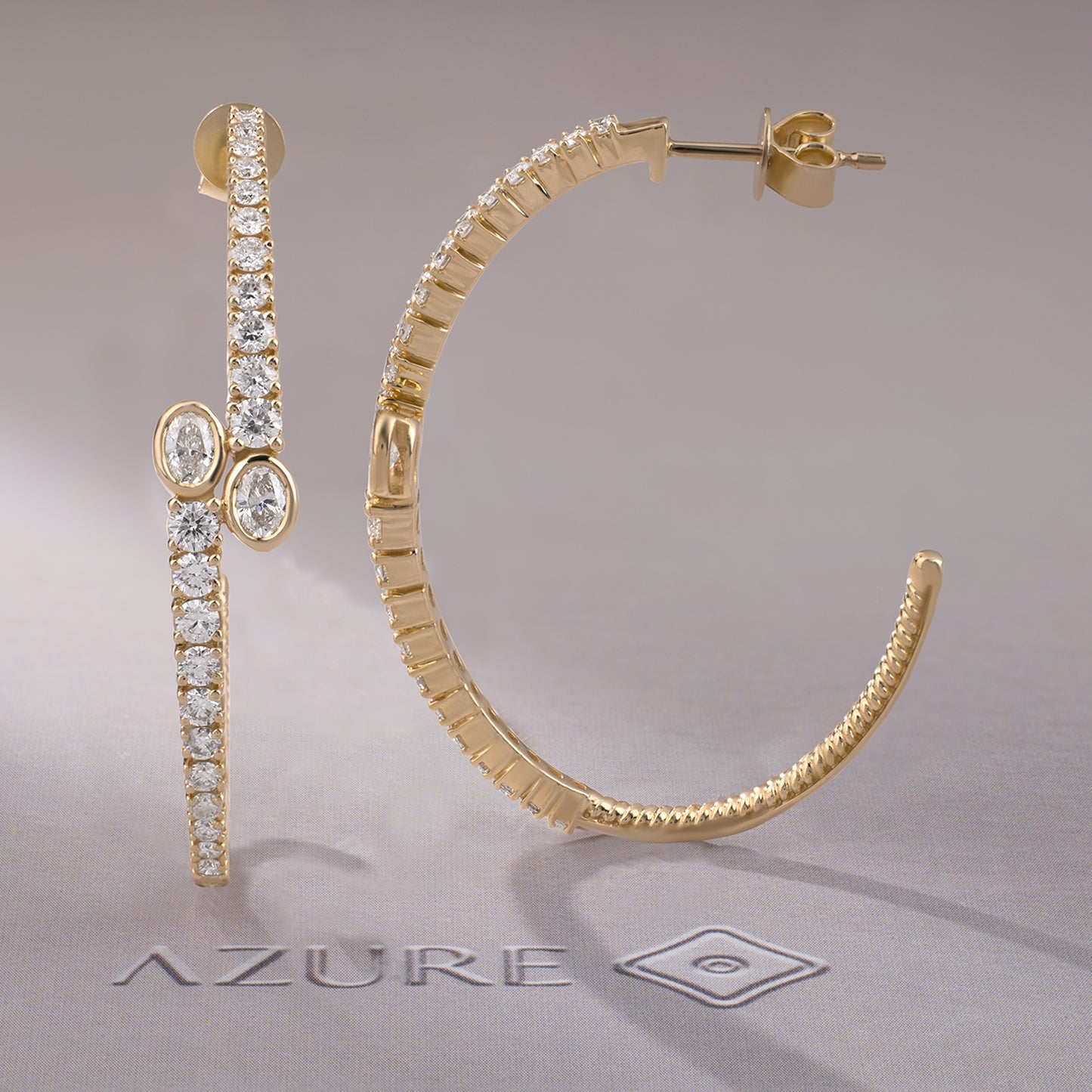 Oval And Round Diamond Earrings