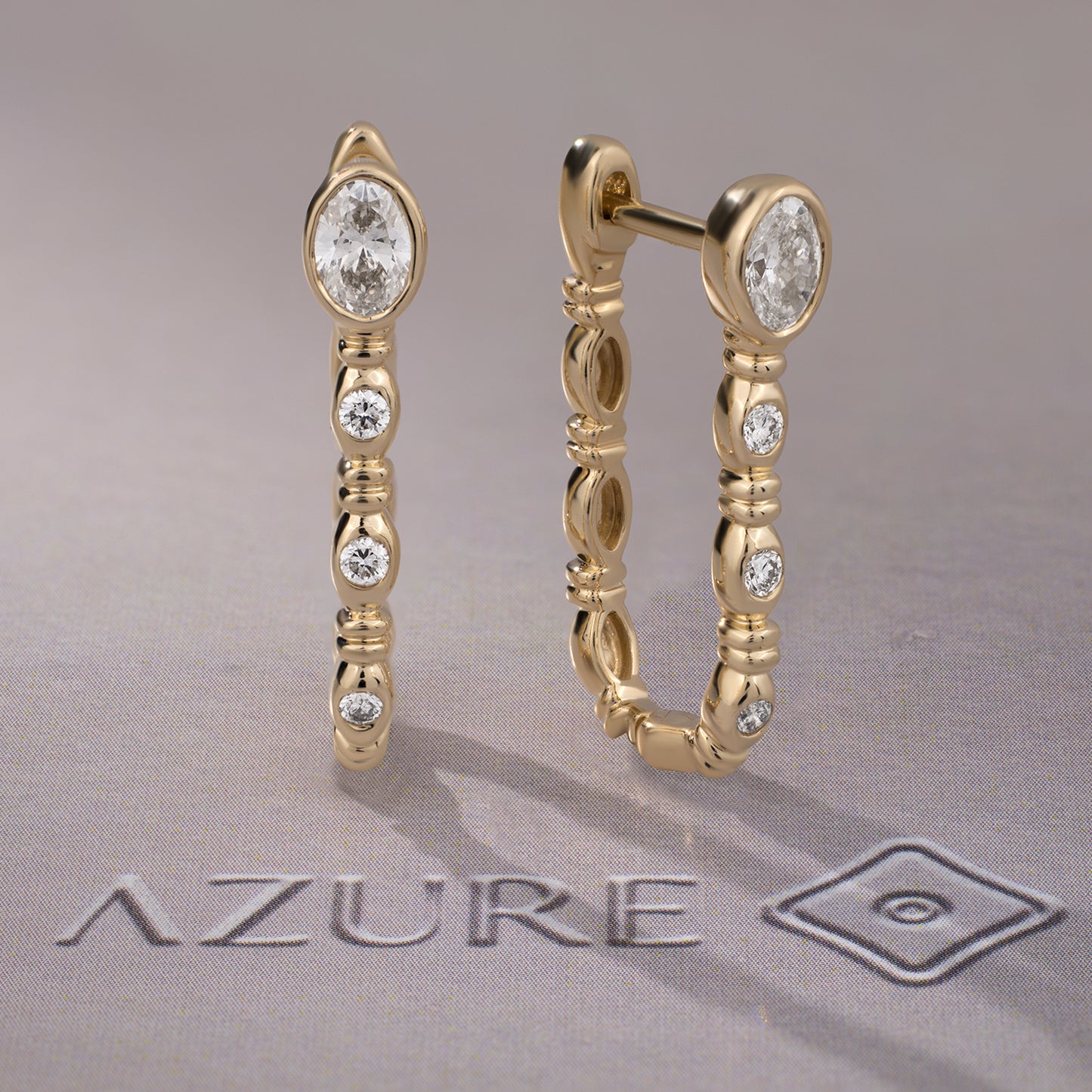 Oval And Round Diamond Earrings