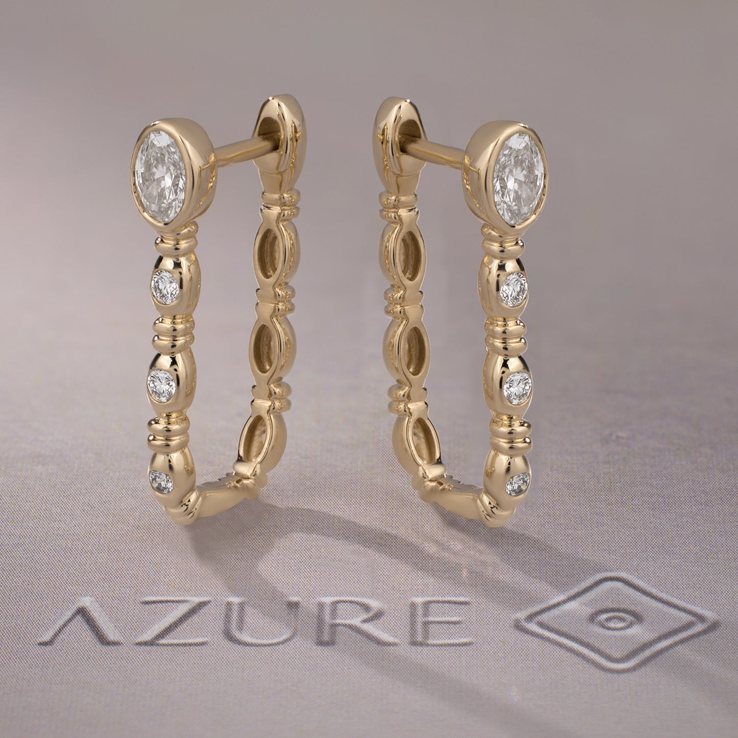 Oval And Round Diamond Earrings