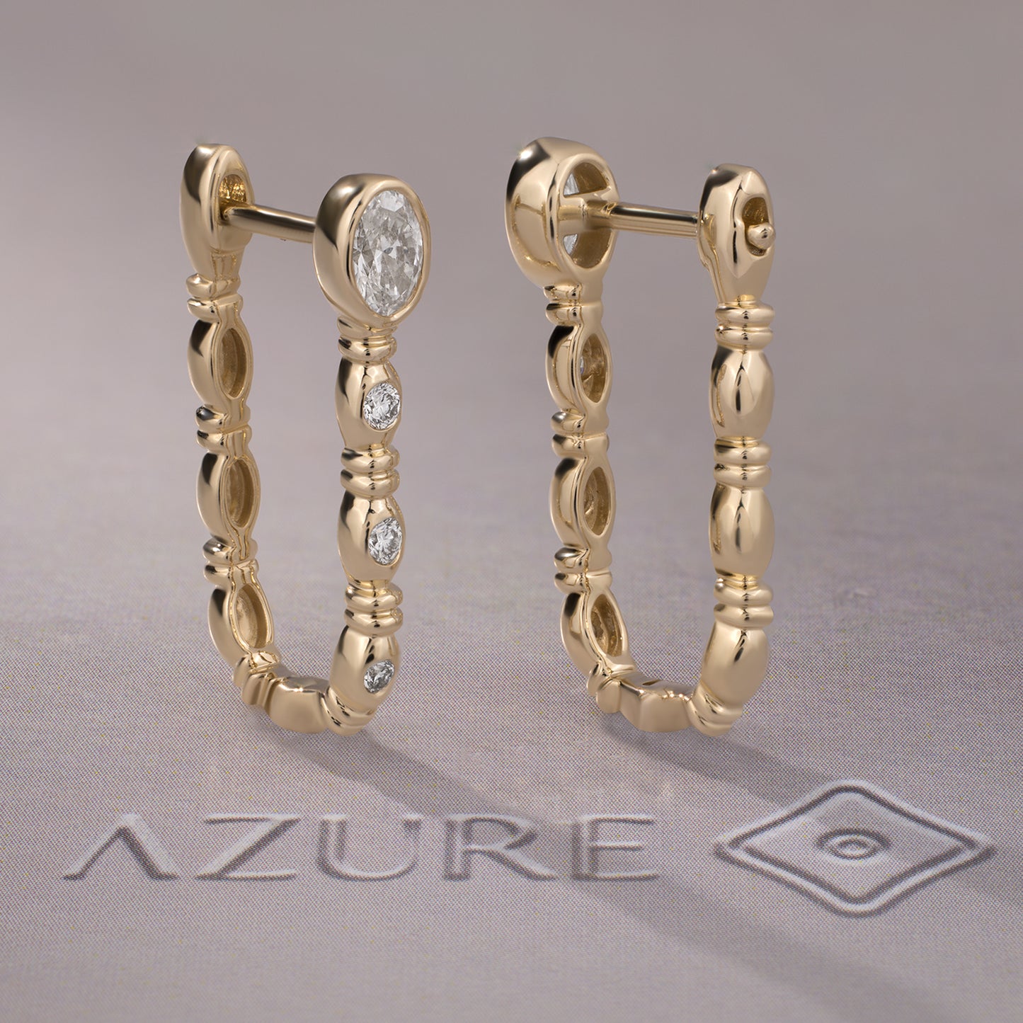 Oval And Round Diamond Earrings