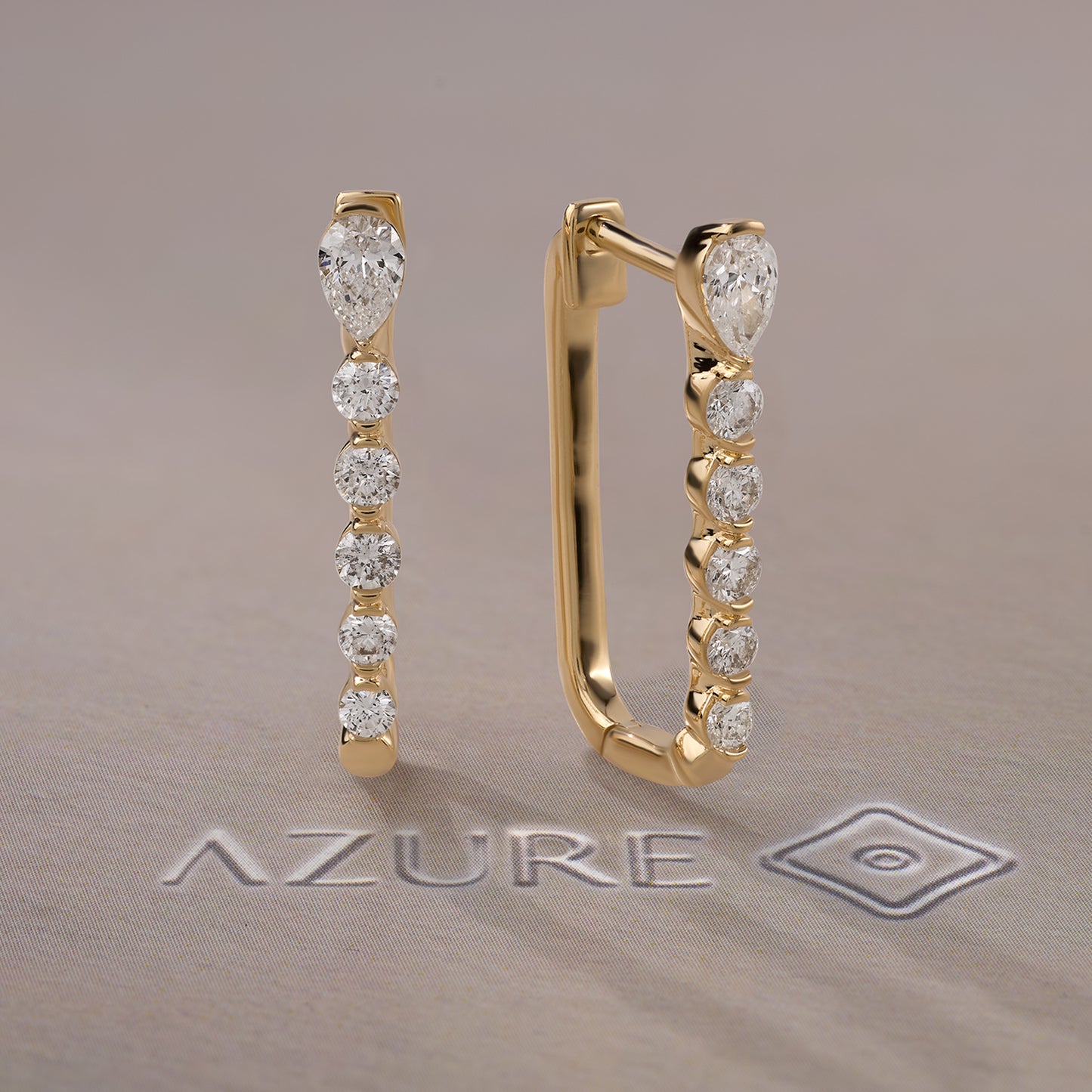 Pear And Round Diamond Earring