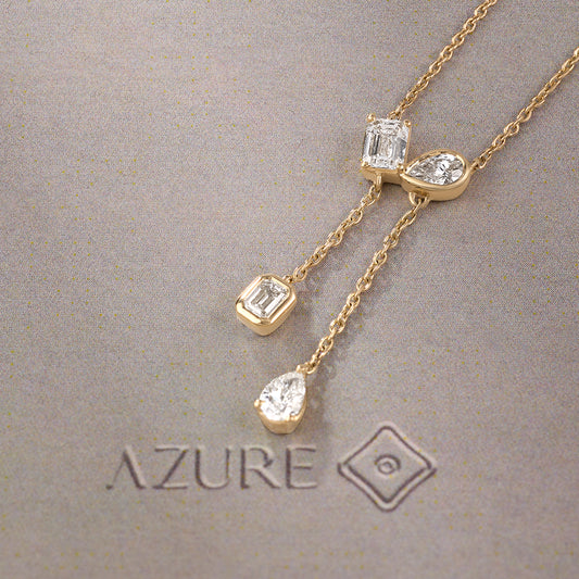 Pear & Emerald-Cut Diamond Lariat Pendant